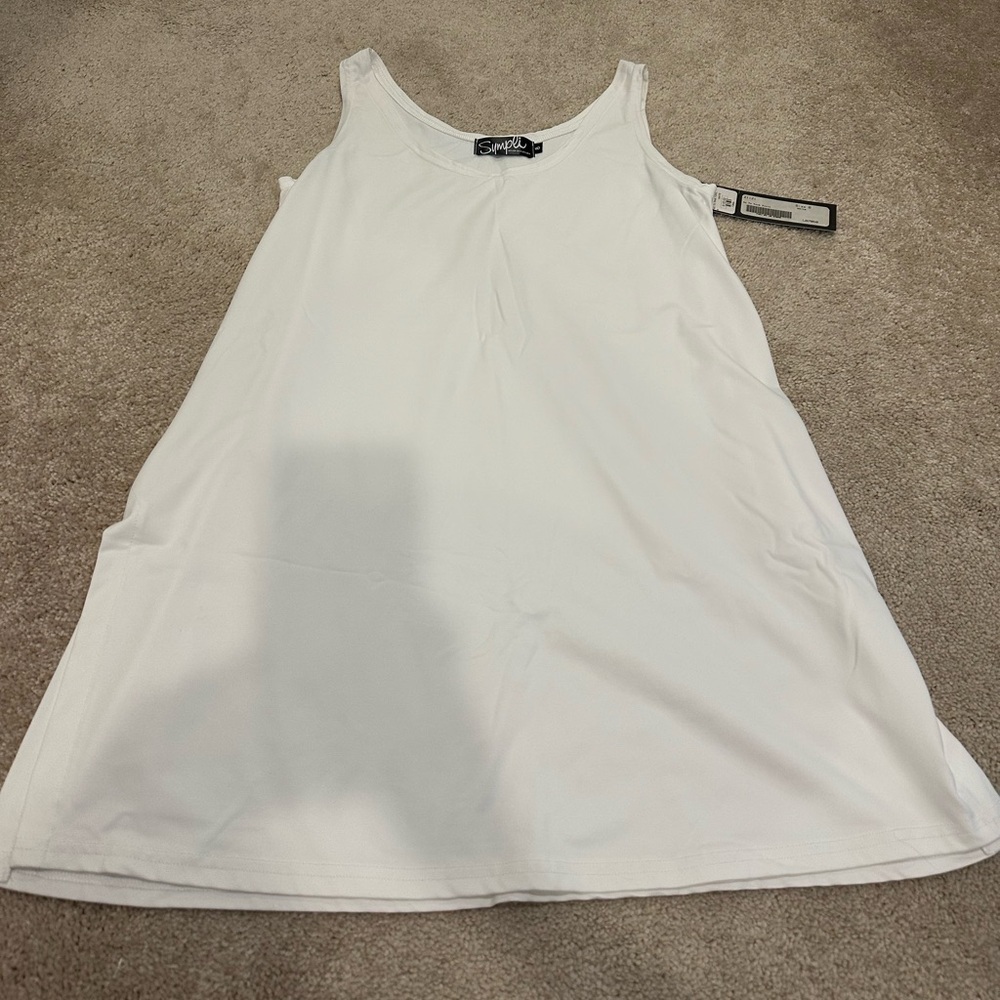 Sympli Women's Go To Tank Tunic in White 8 NWT